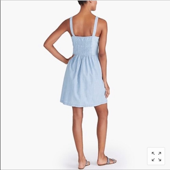 J Crew Blue Chambray Sleeveless Apron Dress Smocked Back Size Small - Picture 3 of 7